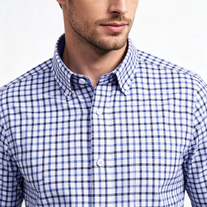 <span class=keywords><strong>Camicia</strong></span> <span class=keywords><strong>Giapponese</strong></span> Oxford in Cotone a Righe da Uomo, Antipiega, Vestibilità Lunga, Bianca, all'Ingrosso - Product Image 1