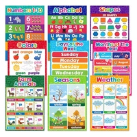 Tableaux muraux éducatifs pour la maternelle, affiches préscolaires sur l'alphabet, le comptage et les animaux, imperméables pour les tout-petits
