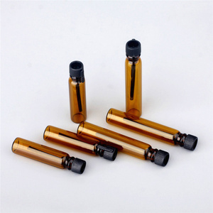 Piccole fiale di campione di profumo di vetro ambrato da 1ml forma di cilindro facile estremità aperta per diffusore Frost applicazione di superficie di stampaggio a caldo - Product Image 1