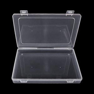 Transparent <b>Plastic</b> <b>Storage</b> Box 24x16x3.1cm Rectangular Covered Office Organizer Parts Container - Product Image 2