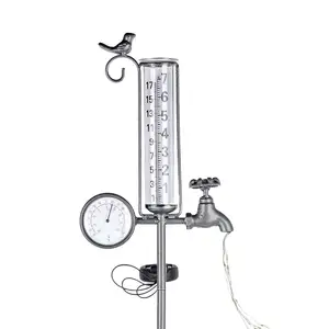 42 "Buitenshuis Regenmeter Met Thermometer 7" Capaciteit Met Metalen Staak Voor Tuinversieringen