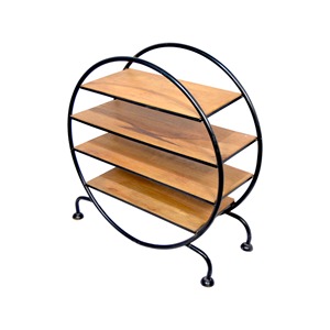 Wooden 4-Tier Round Black <b>Side</b> End Shelf <b>Table</b> With 4-Tier <b>Storage</b> Shelf for Living Room or Bedroom Decoration <b>Side</b> <b>Table</b> - Product Image 3