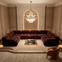 Canapé sectionnel en U moderne pour salon, rembourré et surdimensionné, avec cadre en bois massif, style luxe léger