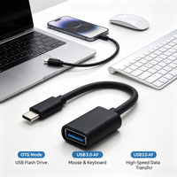 Câble OTG USB 3.0 mâle vers USB 3.0 femelle de type C, moulé intégralement, transfert de données haute vitesse 5 Gbit/s, câble PVC pour ordinateur portable