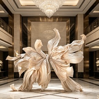 Grande fleur géante plissée en EVA couleur champagne pour décoration de toile de fond de mariage, banquets, vitrines de centres commerciaux, événements et arrangements scéniques