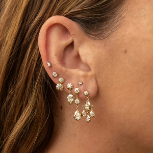 Ensemble de boucles d'oreilles en diamants Gemnel, taille brillant rond, sertissage clos, bijoux fins classiques, pour femmes, mariage, certifié GIC - Product Image 4