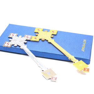 ที่คั่นหนังสือรูปไม้กางเขนโลหะ โลหะผสม สีทอง สีขาว K ใช้ซ้ำได้ คละสี RW-095 ที่คั่นหนังสือ - Product Image 1
