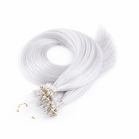 Extensions de cheveux naturels indiens Remy blanchis à micro-anneaux, double trame, lisses, couleur argent, tissage double à la machine, en cheveux humains