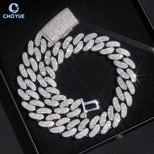 <b>Iced</b> <b>Out</b> Jewelry Moissanite Cuban Link <b>Chain</b> Necklace 925 Silver Rhodium Plated Pave Setting Luxury Hip Hop Party Jewelry Unisex - Product Image 5