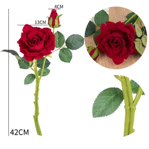 HH Usine Vente Directe Soie Artificielle vraie touche rose fleurs Pour La Décoration De Mariage Saint Valentin