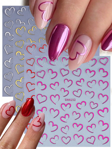 Pegatinas de <span class=keywords><strong>Uñas</strong></span> Cromadas con Forma de Medio Corazón en Rojo/<span class=keywords><strong>Rosa</strong></span> Intenso/Plateado/Dorado, Autoadhesivas, para Mujeres/Niñas, Decoración de <span class=keywords><strong>Uñas</strong></span> para Bodas/San Valentín - Product Image 1