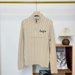 Nouveau style 2026 – Pull en maille brodé RL en coton décontracté à col zippé pour homme - Product Image 5