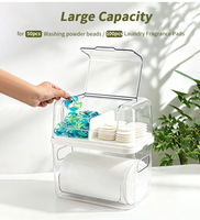 Kotak Penyimpanan Kantong Sampah Plastik 400ml Pull-Out 2-in-1 Organizer dengan Kompartemen untuk Pod Deterjen Cuci dan Tablet Pewangi