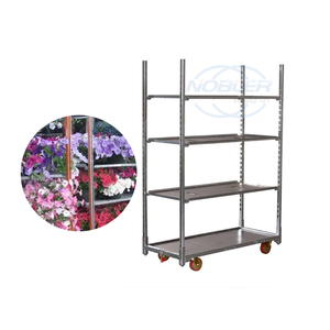 Étagères de présentation sur chariot danois, chariot à fleurs pour serre, étagère de pépinière, chariots danois, étagère de rangement robuste en bois - Product Image 4