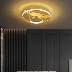 All-Copper Circular LED Ceiling <b>Light</b> High-End Modern Minimalist Style for Master Bedroom <b>Dining</b>/Study Room Lighting Fixture - Product Image 2