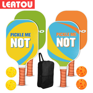 LEATOU Juego de palas de pickleball, 4 palas, 4 pelotas, bolsa de nailon, mango antideslizante, equipo deportivo para exteriores - Product Image 1