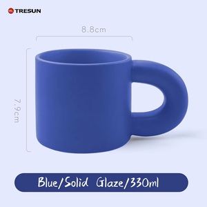 Fábrica al por mayor taza de 330ml Blanco/azul/amarillo Taza de cerámica multicolor café té logotipo personalizado taza de regalo de negocios con mango grueso - Product Image 2