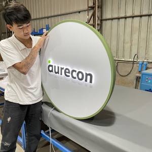 Panneau d'affichage à lame avant pour magasin personnalisé Panneau lumineux rond lumineux en acrylique avec lettres en relief - Product Image 1