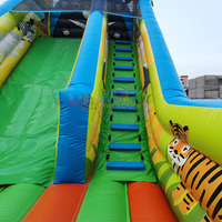 Château gonflable commercial en PVC pour enfants, combo toboggan, aire de jeux animaux de la jungle, château gonflable avec glissière, extérieur/intérieur