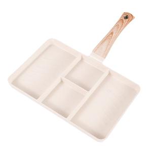 กระทะหินไมแฟนเคลือบกันติดแบบสั่งทำพิเศษ รูปทรงสี่เหลี่ยม แบ่งสี่ช่องสำหรับทอดไข่ สเต็ก ใช้งานได้หลากหลาย เหมาะสำหรับทำอาหารเช้า ใช้ล้างมือเท่านั้น - Product Image 1