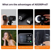 Godox AD200pro Lampu Flash Eksternal 200W TTL Sinkronisasi Kecepatan Tinggi Baterai Lithium Portabel Lampu Fotografi Dual-Head untuk Kamera