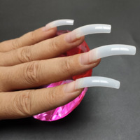 Pointes d'ongles en gel souple ultra-fines, forme cercueil, style stiletto, naturelles, demi-couverture, acryliques, droites et effilées, sans trace, blanches, pour marque privée