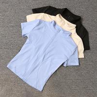 Manches trois-quarts pour femme, col montant, yoga d'été, haute élasticité, respirant, séchage rapide, sensation de légèreté, fitness