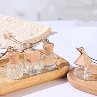Vide 5ml 8ml 9ml 10ml clair voiture désodorisant bouteille de parfum en verre avec couvercles en bois voiture Hanginig huile essentielle diffuseur bouteille