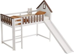 Cama Infantil Tipo Casa de Árbol con Escaleras y Tobogán, Diseño Europeo Personalizado de Pino, Diseños Clásicos y Modernos, Cama Litera con Tobogán - Product Image 2