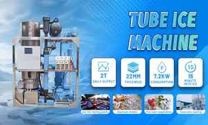 Macchina Industriale per la Produzione di Ghiaccio a Tubo in Cina, Capacità 1-2 Tonnellate con Compressore Bristol e Motore - per Vendita in Cambogia - Product Image 5