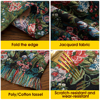 Chemin de table ROYA unique, vintage, pour mariage, maison, hôtel, en polyester/coton, écologique, tissé jacquard épaissi, avec pompons, imperméable