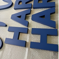 Enseigne de magasin avec lettres en acier inoxydable, peinture bleue mate, garantie de 2 ans, convient aux bureaux, aux mariages et aux enseignes d'hôtels