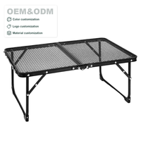 Table de pique-nique pliante compacte et portable pour l'extérieur, réglable en hauteur, durable, légère, en alliage d'aluminium, avec poignée de transport, moderne, pour barbecue