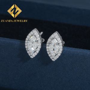 Pendientes de Moda, Joyería Fina, Plata de Ley 925, Moissanita VVS, Forma de Marquesa, Pendientes de Botón, Joyería Hip Hop - Product Image 5