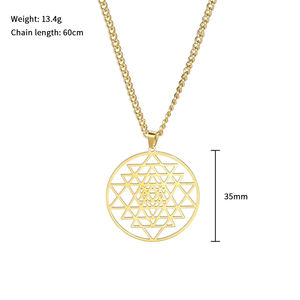 FUTUJI Acero inoxidable Jeroglífico <span class=keywords><strong>Escritura</strong></span> Proceso de corte Hexagrama Templo hindú para el hogar - Product Image 2