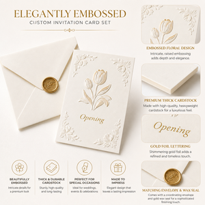 Cartes d'invitation de <span class=keywords><strong>mariage</strong></span> personnalisées, cartes de vœux de luxe gaufrées avec enveloppe, sceau de cire, impression dorée - Product Image 3
