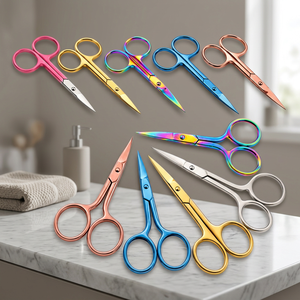 Juego de Tijeras de Manicura de Acero Inoxidable de Precisión con Punta Suave en Colores Rosa Dorado, Azul, Oro Rosa y Arcoíris para el Cuidado de las Uñas - Product Image 3
