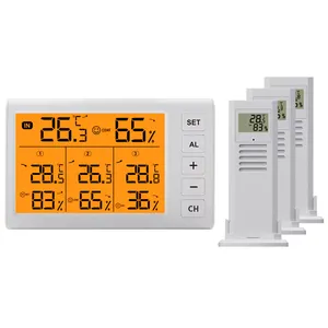 Clock alarm date humidity outdoor thermometer wall Led digital hour temperature and humidity 1 drag 3