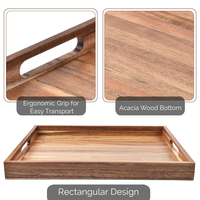 Plateau de service en bois avec poignées, plateau pour table basse de salon, grand plateau décoratif en bois