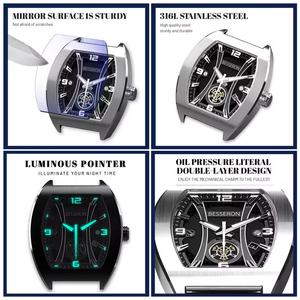 Relojes de Cuarzo de Silicona Unisex de 43 mm, Luminosos, de Buceo, de Lujo, Automáticos, con Caja de Acero Inoxidable de 5 mm de Grosor, Logotipo Personalizado, Correa de Cuero para Hombre - Product Image 4
