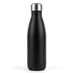 Botella de Acero Inoxidable Premium con Diseño Esmaltado en Negro y Plata, Perfecta para Hidratación Diaria, Gimnasio, Yoga, Viajes y Regalos - Product Image 1