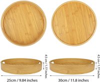 Plateau rond en bambou naturel pour fruits, viande, restaurant, petit-déjeuner, fête, café, thé, table, nourriture, ottoman, avec poignée de service