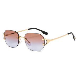 Gafas de Sol Cuadradas Modernas de Diseño con Marco Metálico Sin Montura, Protección UV400, <span class=keywords><strong>Lentes</strong></span> de Resina, Unisex, 6 Colores - Product Image 5