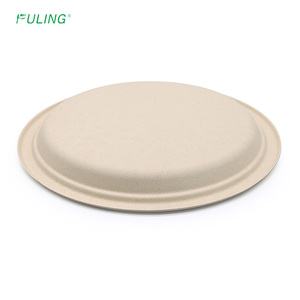 FULING Assiettes jetables biodégradables en bambou ou en canne à sucre de 10 pouces Assiettes en papier jetables - Product Image 4