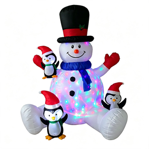 Muñeco <span class=keywords><strong>de</strong></span> <span class=keywords><strong>Nieve</strong></span> Inflable Gigante <span class=keywords><strong>de</strong></span> Navidad con Pingüinos y Luces LED, Decoración para Jardín Exterior, 210 cm - Product Image 1