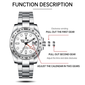 Reloj Mecánico Automático de Lujo Corgeut de 39 mm con Logotipo Personalizado, Cristal de Zafiro, NH34 <span class=keywords><strong>GMT</strong></span> para Hombre, Reloj de Acero Inoxidable de Lujo Explore <span class=keywords><strong>Master</strong></span> - Product Image 5