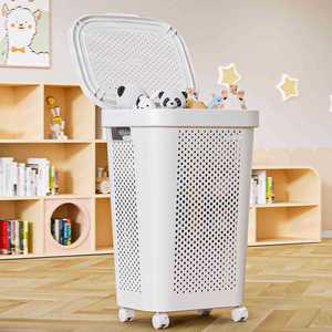 Thùng đựng đồ giặt lớn có bánh xe, ngăn đựng đồ lót, tay cầm, đồ dùng gia đình dùng cho phòng tắm, để đựng quần áo bẩn - Product Image 3