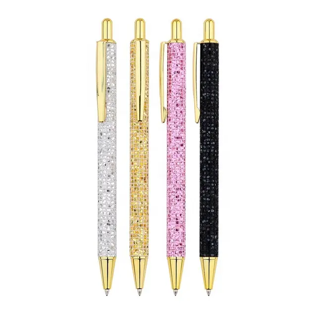 Metal Cute Shining Schöne benutzer definierte Kugelschreiber Glitter Stifte für Mädchen und Damen