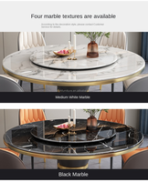 Ensemble de table à manger en marbre rond de luxe pour hôtel et école Vente rentable sur des meubles de salle à manger
