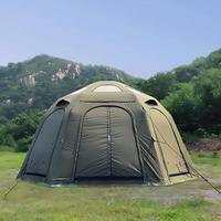 Tente de camping gonflable hexagonale panoramique 360°, imperméable, coupe-vent, épaissie, pour le glamping en plein air, tente dôme quatre saisons, portable